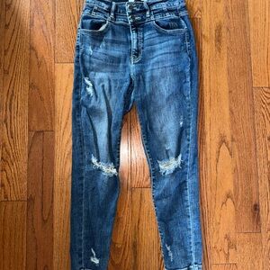 KanCan Distressed Blue Ankle Jeans